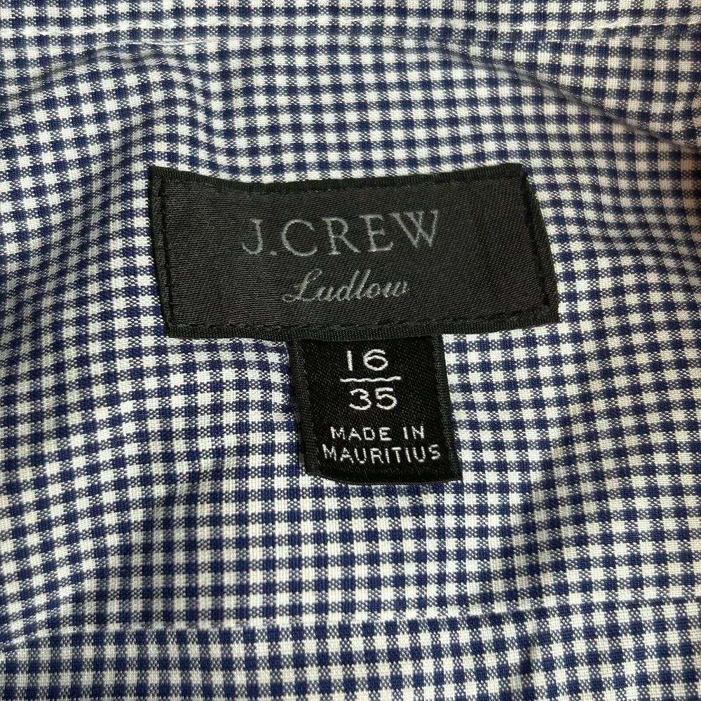J Crew Men's Size 16 Classic Fit Blue Check Button Up Long‎ Sleeve Shirt